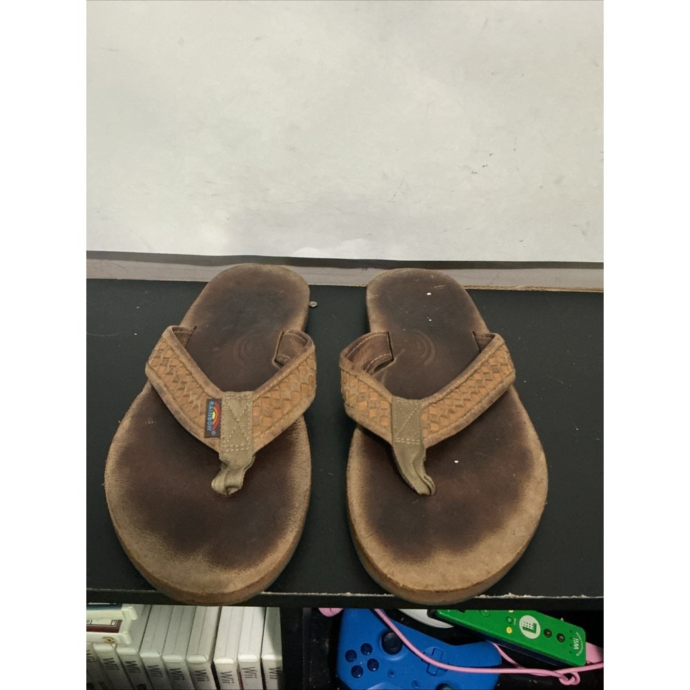 Rainbow Mens The Bentley Luxury Leather Sandals Brown Flip Flops Size 12 Inch